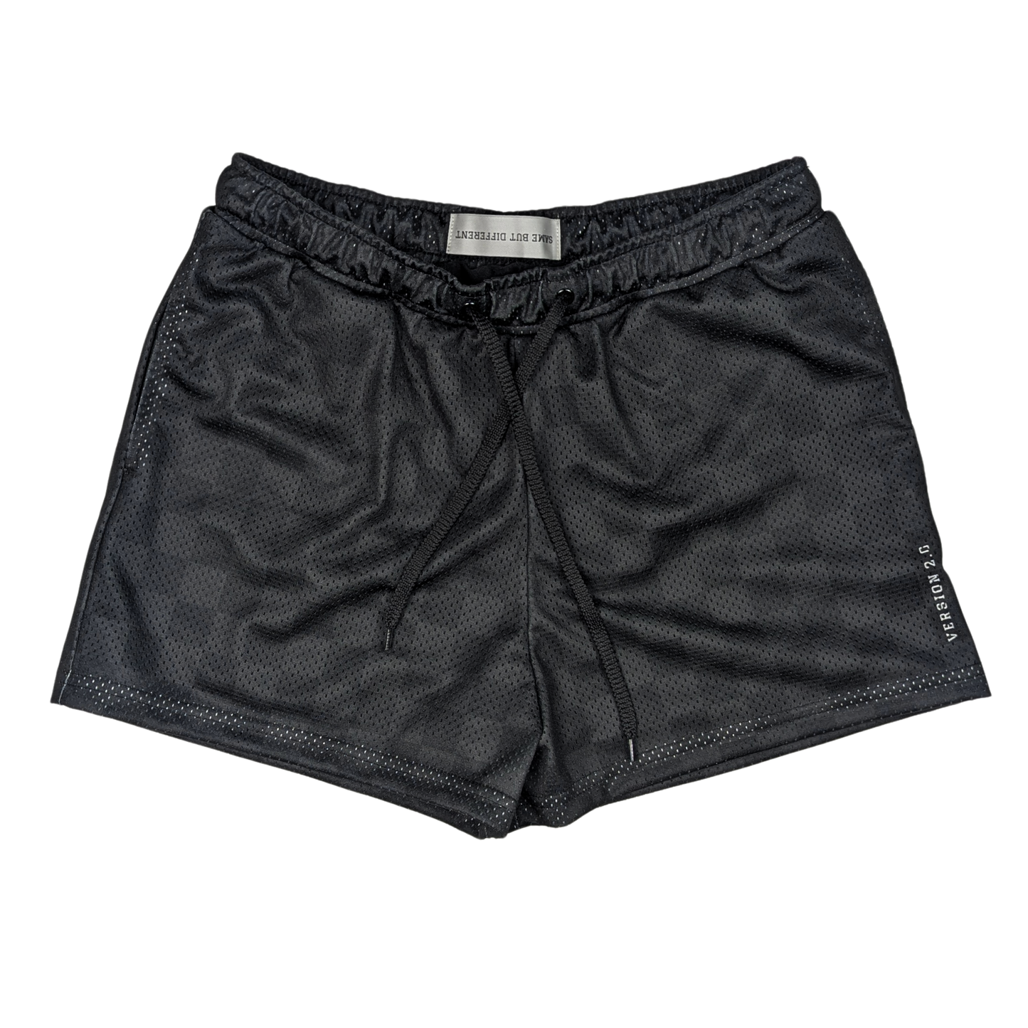 Black checkered duo tone women's mesh basketball shorts with inner lining